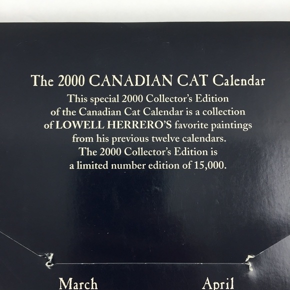 Canadian Cat Calendar 2000 Limited Edition - Picture 8 of 14